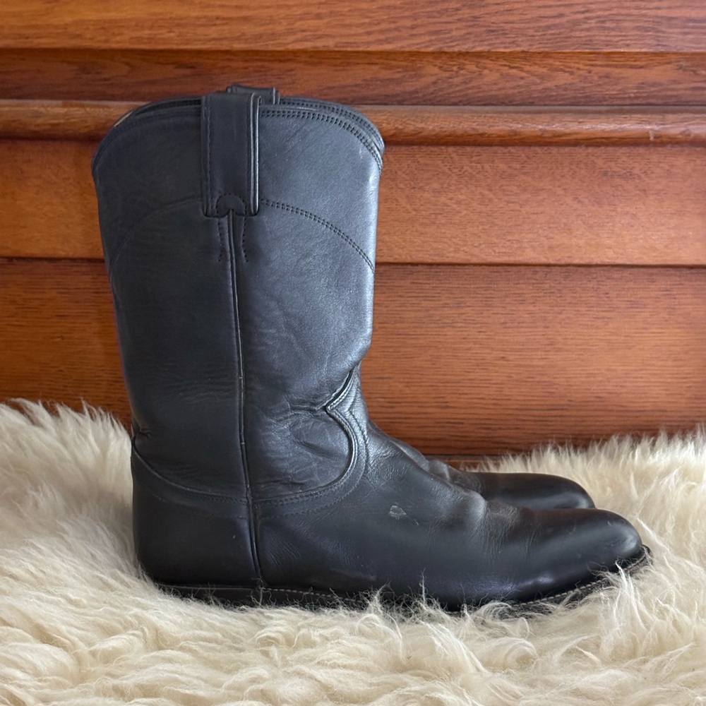 Justin Jackson Roper Black Leather Western Boots